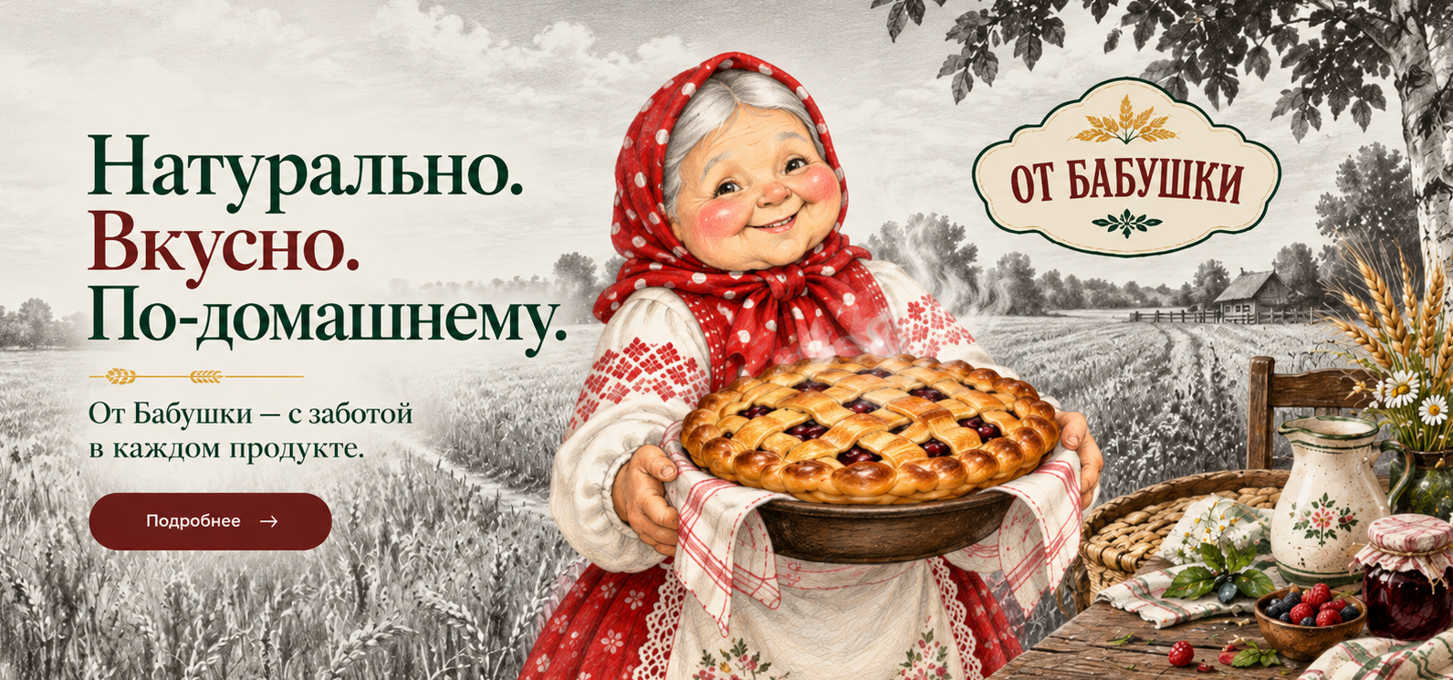 От бабушки — натурально, вкусно, по-домашнему. С заботой в каждом продукте.